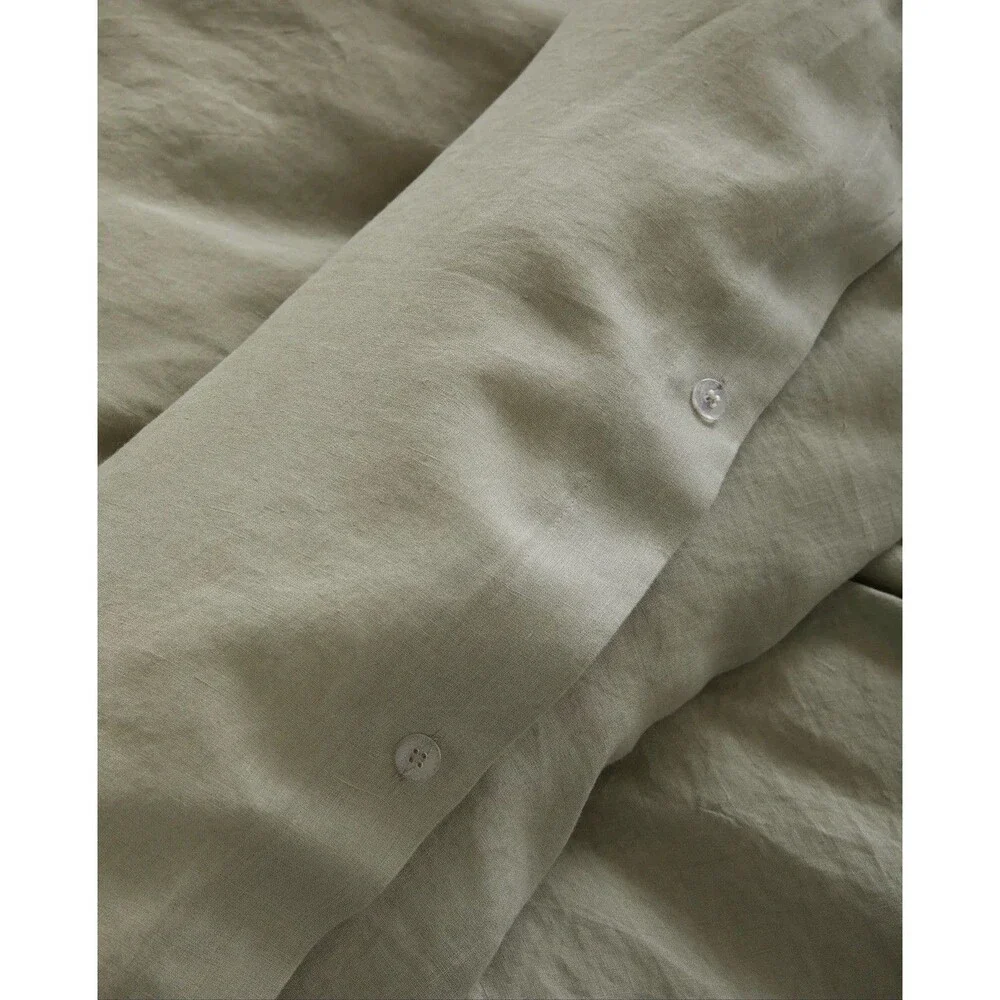 Quince European 100% Linen Duvet Cover Set King Cal King Willowleaf New $214